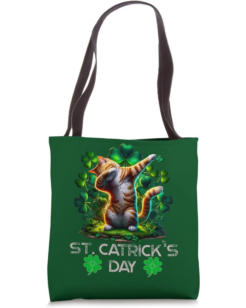 St Patricks Catricks Day Cat Saint Pattys Leprechaun Kitten Tote Bag $9.87 Totes