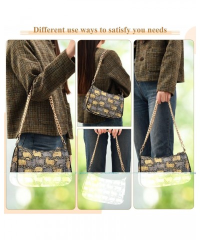 Vintage Gold and Black Cow Pattern Retro Classic Shoulder HandBag with Zipper Closure for Women $13.20 Shoulder Bags