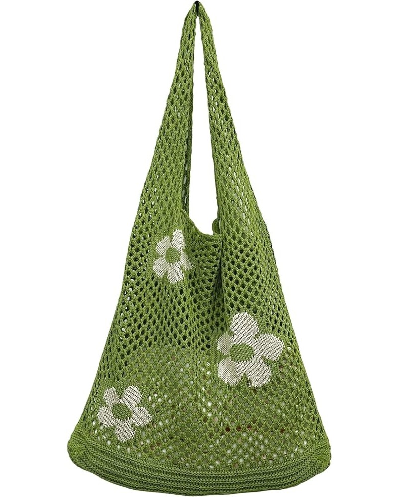 Crochet Tote Bag, Fairy Hobo Bag for Women Aesthetic Bag Y2k Purse Knitted Shoulder Bag for Girls Mesh Beach Bags Green $8.54...