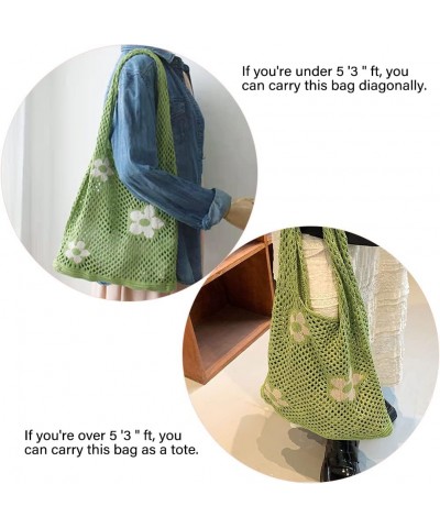 Crochet Tote Bag, Fairy Hobo Bag for Women Aesthetic Bag Y2k Purse Knitted Shoulder Bag for Girls Mesh Beach Bags Green $8.54...