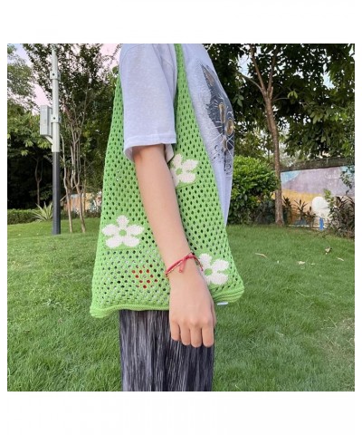 Crochet Tote Bag, Fairy Hobo Bag for Women Aesthetic Bag Y2k Purse Knitted Shoulder Bag for Girls Mesh Beach Bags Green $8.54...