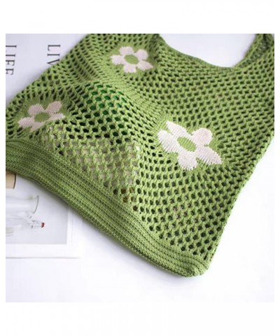 Crochet Tote Bag, Fairy Hobo Bag for Women Aesthetic Bag Y2k Purse Knitted Shoulder Bag for Girls Mesh Beach Bags Green $8.54...