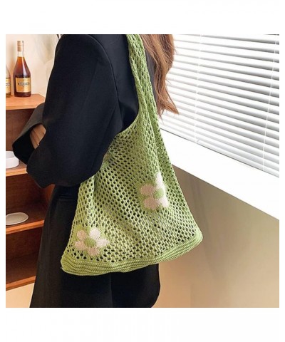 Crochet Tote Bag, Fairy Hobo Bag for Women Aesthetic Bag Y2k Purse Knitted Shoulder Bag for Girls Mesh Beach Bags Green $8.54...