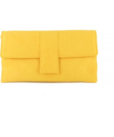 Womens Elegant Faux Suede Clutch Bag/Shoulder Bag Occasion Wedding Party Prom Bag Bright Yellow Mustard $29.63 Clutches