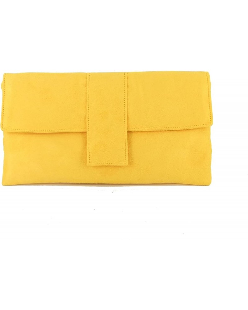 Womens Elegant Faux Suede Clutch Bag/Shoulder Bag Occasion Wedding Party Prom Bag Bright Yellow Mustard $29.63 Clutches