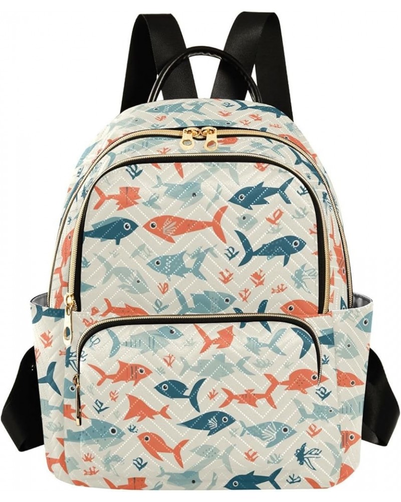 Cute Fish Backpack for Women Fashion Shoulder Bags Small Casual Daypack Travel Bag S 202a3371 M(11.4"x6.1"x14.17") 202a3371 $...