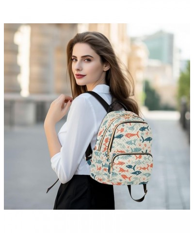 Cute Fish Backpack for Women Fashion Shoulder Bags Small Casual Daypack Travel Bag S 202a3371 M(11.4"x6.1"x14.17") 202a3371 $...