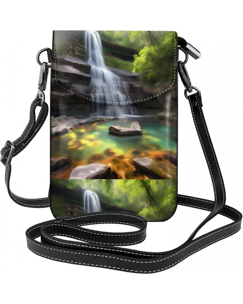 Waterfall Views Women'S With Tassel Small Crossbody Leather Cell Phone Bag Purse For Walking Camping Shopping Dating $20.75 C...