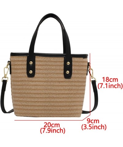 Casual Hand-woven Straw Crossbody Bags for Women Bucket Shoulder Bag Women Handbag Beach Straw Shopper Shopper Bags Brown $20...