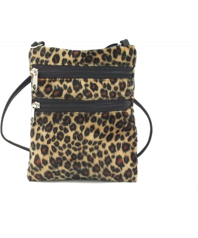 Womens Funky Small Flat Shoulder Bag/Cross-Body Bag Animal Print Velour Bag Leopard $19.24 Shoulder Bags