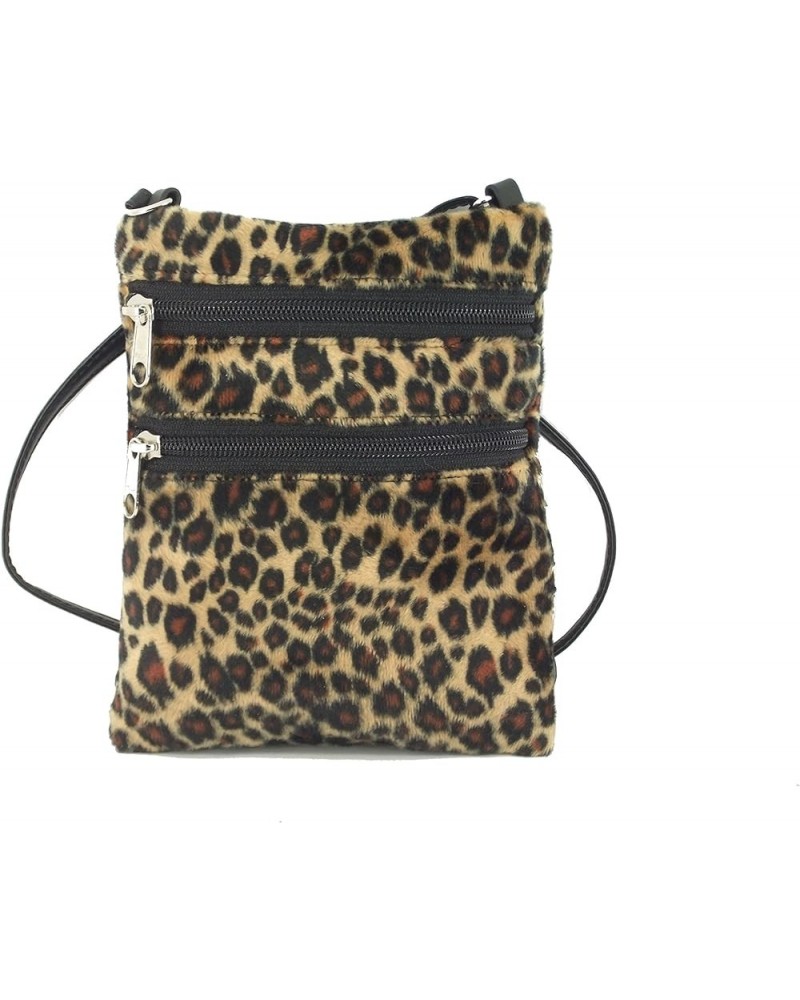 Womens Funky Small Flat Shoulder Bag/Cross-Body Bag Animal Print Velour Bag Leopard $19.24 Shoulder Bags