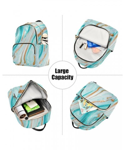 Women Backpack Natural Blue Gold Marble Durable Travel Backpack Lightweight Handbag Lady Purse Roomy Double Zipper Weekend Ba...