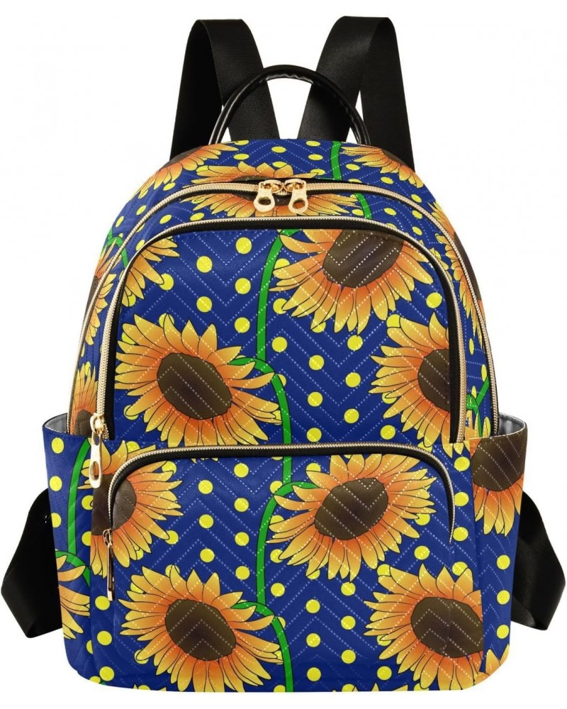 Blue Floral Sunflowers Fashion Backpack Purse for Women Multipurpose Casual Daypack with Multi Pockets & Secured Zipper Ladie...