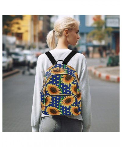 Blue Floral Sunflowers Fashion Backpack Purse for Women Multipurpose Casual Daypack with Multi Pockets & Secured Zipper Ladie...