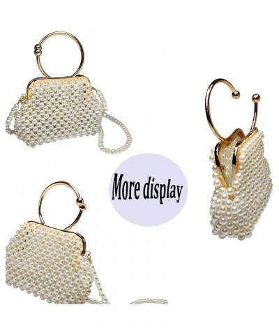 Elegant Pearl Clutch Crystal Purses Ivory White Wedding Evening Bag for Women 7 $18.06 Evening Bags