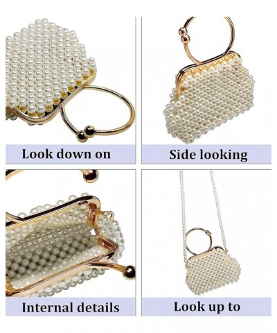 Elegant Pearl Clutch Crystal Purses Ivory White Wedding Evening Bag for Women 7 $18.06 Evening Bags