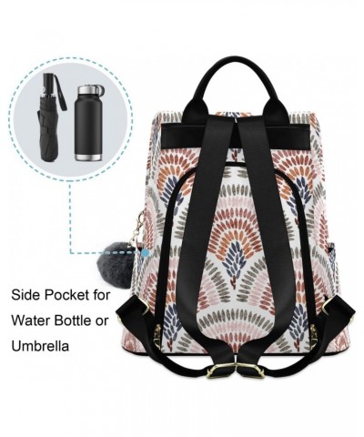 Seigaiha Print in Polka Dot Style Women Backpack Purse Anti-theft Lightweight Shoulder Bag $20.79 Backpacks