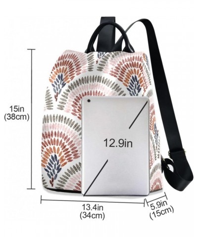 Seigaiha Print in Polka Dot Style Women Backpack Purse Anti-theft Lightweight Shoulder Bag $20.79 Backpacks