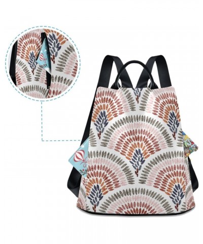 Seigaiha Print in Polka Dot Style Women Backpack Purse Anti-theft Lightweight Shoulder Bag $20.79 Backpacks