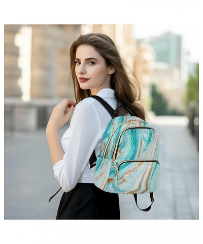 Women Backpack Natural Blue Gold Marble Durable Travel Backpack Lightweight Handbag Lady Purse Roomy Double Zipper Weekend Ba...