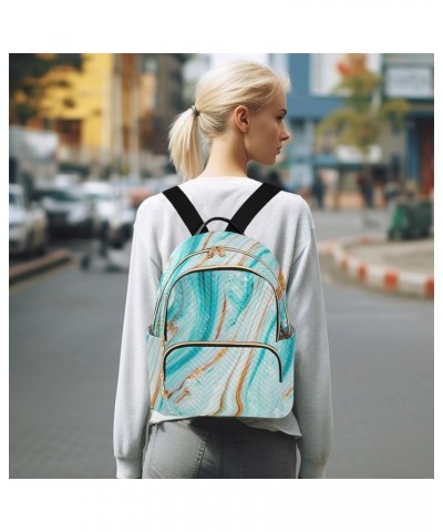 Women Backpack Natural Blue Gold Marble Durable Travel Backpack Lightweight Handbag Lady Purse Roomy Double Zipper Weekend Ba...