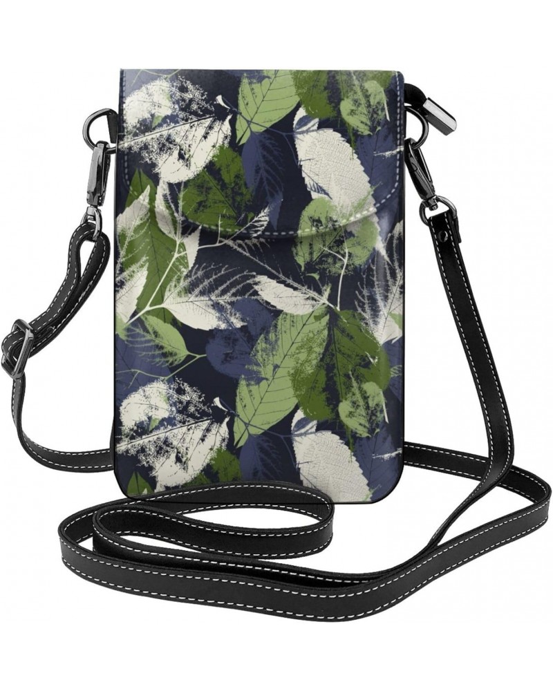 Abstract Leaves and Flowers Grunge Texture Crossbody Wallet Phone Bag for Women Mini Shoulder Bag Cell Phone Purse $16.65 Cro...