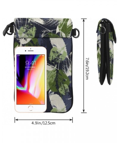 Abstract Leaves and Flowers Grunge Texture Crossbody Wallet Phone Bag for Women Mini Shoulder Bag Cell Phone Purse $16.65 Cro...