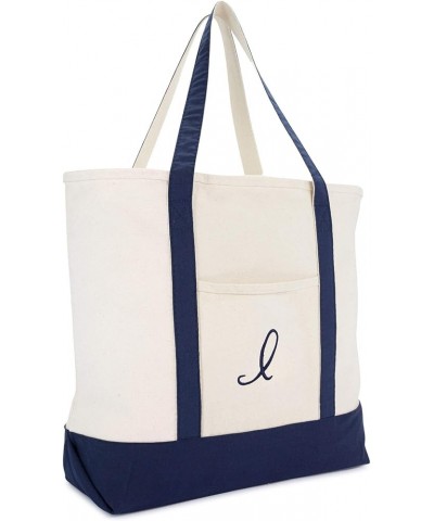 Monogram Tote Bag Personalized Navy Blue Initial A-Z I $11.75 Totes