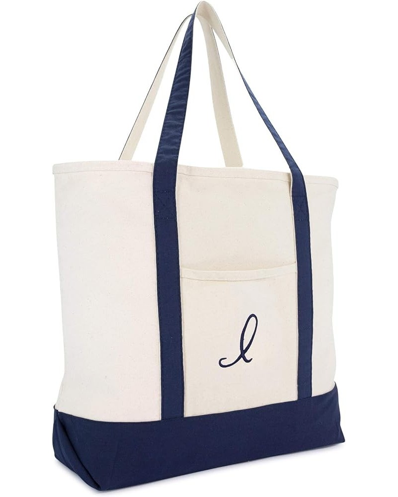 Monogram Tote Bag Personalized Navy Blue Initial A-Z I $11.75 Totes