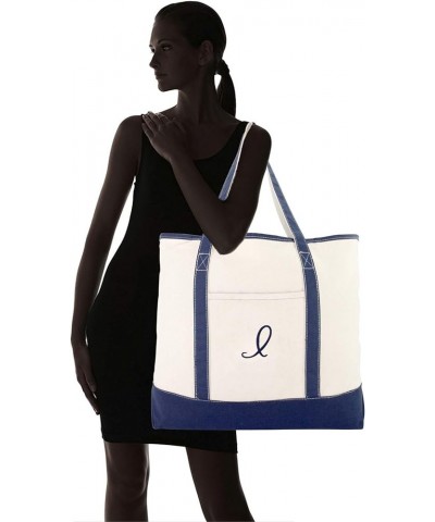 Monogram Tote Bag Personalized Navy Blue Initial A-Z I $11.75 Totes