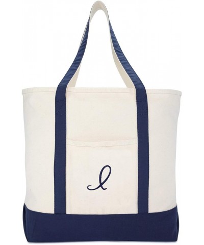 Monogram Tote Bag Personalized Navy Blue Initial A-Z I $11.75 Totes