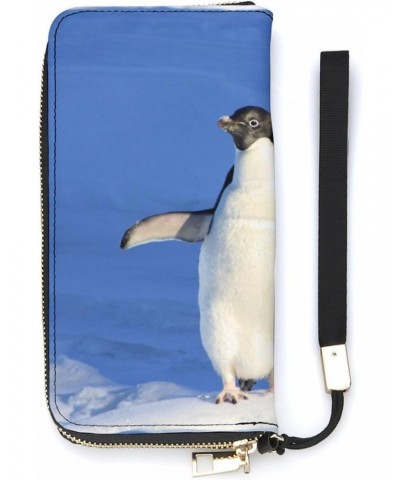 Penguin Wristlet Wallet Leather Long Card Holder Purse Slim Clutch Handbag for Women $25.54 Wristlets