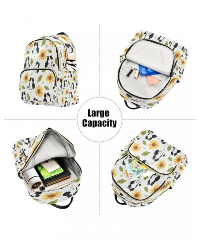 Backpack Purse for Women Cartoon Cat Sunflower and Leaf Casual Shoulder Bag Small Backpack M Medium $14.04 Backpacks