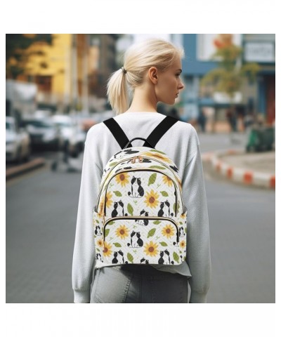 Backpack Purse for Women Cartoon Cat Sunflower and Leaf Casual Shoulder Bag Small Backpack M Medium $14.04 Backpacks