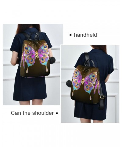 Purple Butterfly Backpack Purse for Women Anti Theft Casual Shoulder Bag Fashion Ladies Travel Bags $21.72 Backpacks