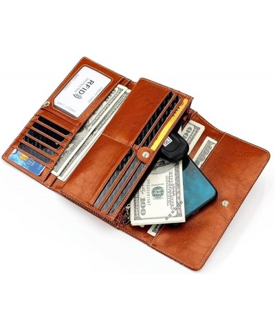 Women's Genuine Leather RFID Blocking Bifold Wallet with Credit Card Slot Coin Pocket with Zipper (Color : Brown) Brown $14.9...