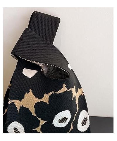 Cute Knit Handbag for Women Girls, Kawaii Colorful Flower Chic Design Tote Purse Preppy Stuff Woven Top Handle Bags Black $14...