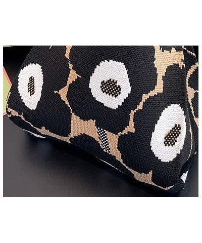 Cute Knit Handbag for Women Girls, Kawaii Colorful Flower Chic Design Tote Purse Preppy Stuff Woven Top Handle Bags Black $14...