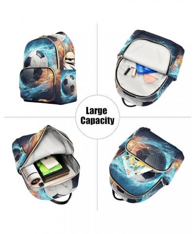 Watercolor Floral Womens Fashion Backpack, Backpack Medium Size, Womens Vacation Backpack, M Soccer Ball Floating and Covered...