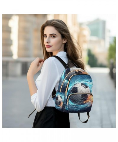 Watercolor Floral Womens Fashion Backpack, Backpack Medium Size, Womens Vacation Backpack, M Soccer Ball Floating and Covered...