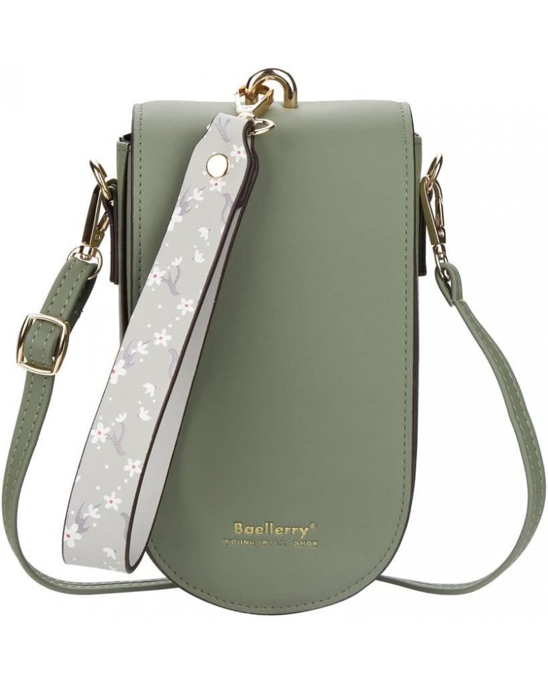 Women's long wallet, one-shoulder messenger bag, vertical mobile phone bag, Korean buckle clutch,green $15.39 Shoulder Bags