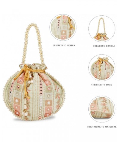 Indian Potli Bags, Round Potli Bag For Women, Women Potli Bags for Gifts Light Green $13.19 Clutches