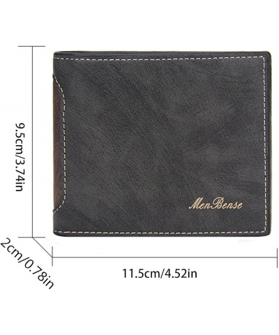 Fashion Color Blocking Short Wallet Men Leather Open Purse Multiple Card Slots Clutch Bag Quick Wallet (Black, One Size) B On...