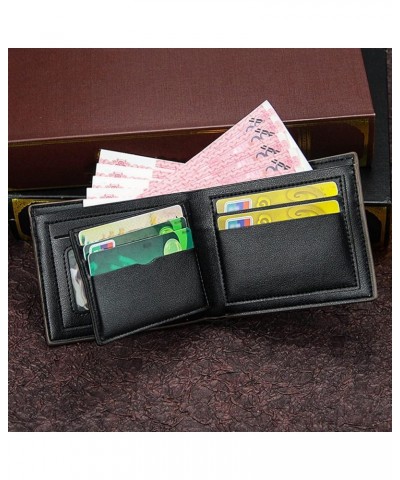 Fashion Color Blocking Short Wallet Men Leather Open Purse Multiple Card Slots Clutch Bag Quick Wallet (Black, One Size) B On...