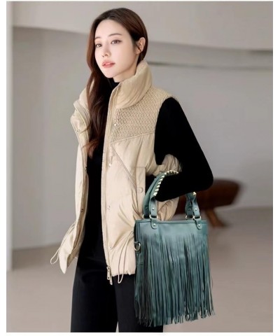 Large Women Tassel Fringe Shoulder bag Big Tote Messenger Handbag Hobo Cross Body Bag Vegan Leather White $15.95 Crossbody Bags