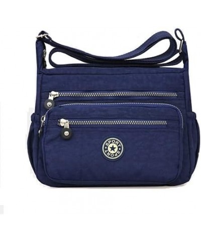 Single shoulder Messenger Crossbody Bag Nylon Purse Satchel For Women Ladies Travel Handbag Blue $12.71 Satchels