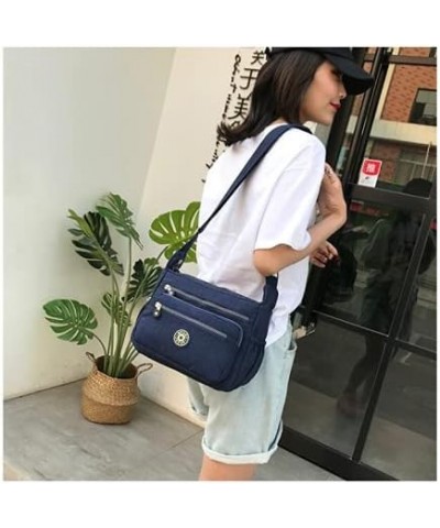 Single shoulder Messenger Crossbody Bag Nylon Purse Satchel For Women Ladies Travel Handbag Blue $12.71 Satchels