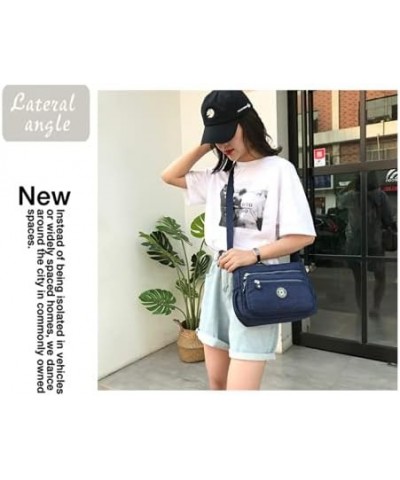 Single shoulder Messenger Crossbody Bag Nylon Purse Satchel For Women Ladies Travel Handbag Blue $12.71 Satchels