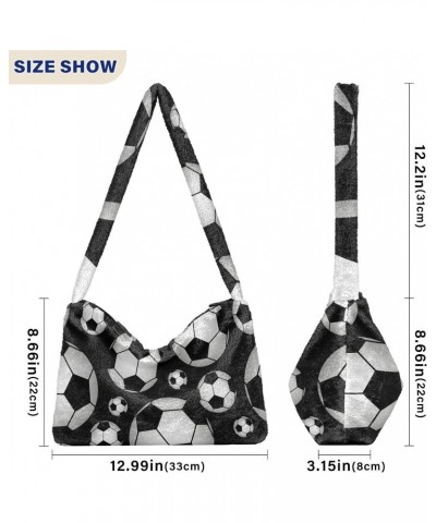 Women Boho Handbag Cute Soccer Ball Black White Underarm Bag Tote Bag Shoulder Bag Crossbody Bag Fluffy Cell Phone Purse Patr...