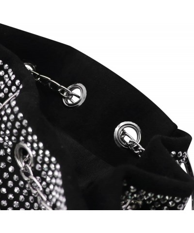 Women Rhinestone Evening Clutch Luxury Diamond Bucket Bag with Drawstring shining Crossbody Shoulder Purse for Prom Silver $1...